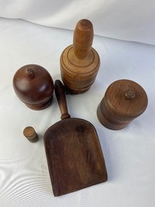 lot 212 image: Collection of Five Hand-Carved Wooden Items by Harry Bystrom