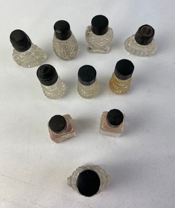 lot 318 image: Vintage Collection of 10 Tiny Perfume Bottles - Fun Shapes and Great Textures