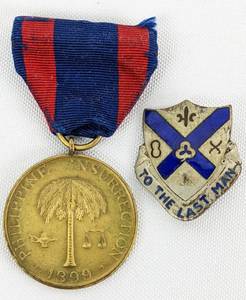 lot 236 image: Seven Smalls Military Insignia, Philippine-American Service, WWI, American Legion and More