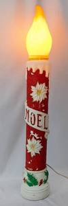 lot 209 image: Two Empire Industries Vintage Lighted Blow-Mold Candles - Red Noel- 1973