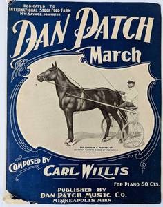 lot 175 image: Historic DAN PATCH Racehorse Photos with Son Dazzle, and Dan Patch Sheet March Music by Carl Willis