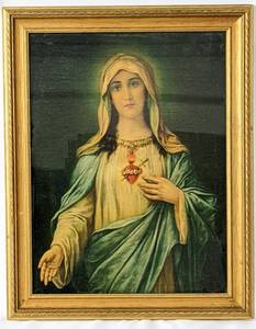 lot 300 image: Two Vintage Religious Framed Prints Virgin Mary Sacred Heart  St. Theresa Lisieux