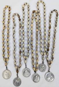 lot 308 image: Six Chaplet Rosaries and Four Gold-Tone Religious Necklaces - With Miraculous Mary Medal