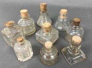 lot 330 image: Antique Clear Glass Ink Bottles with Corks