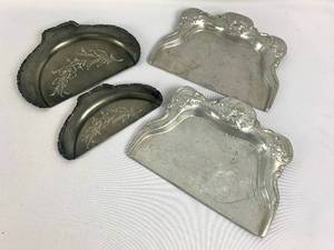 lot 261 image: Four Lovely Vintage Silver Toned Table Butler Crumb Trays - Richfield Plate Company (2)