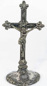 lot 301 image: Three Cast Metal Crucifixes - Two Table Top and Jennings Brothers 7-Inch