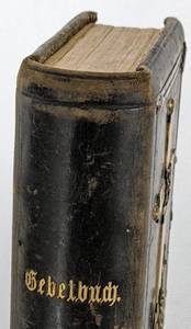 lot 481 image: 1889 Small German Gebetbuch  Catholic Devotional Book by Nottbeck - Leather with Mother-of-Pearl and Brass Inlay