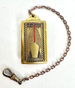 lot 478 image: Two Art Nouveau Belt Slide Pocket Watch Chains, Mother of Pearl Money Clip and Scepter Pin