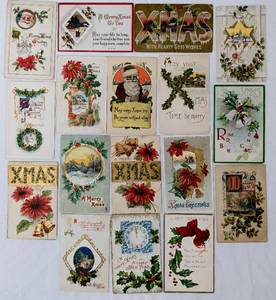 lot 501 image: 92 Vintage Personalized Christmas Postcards
