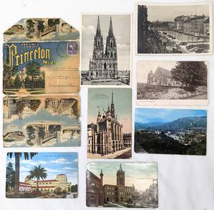 lot 500 image: 30 Vintage Personalized Postcards and Princeton NJ Fold-Out - All With Writings