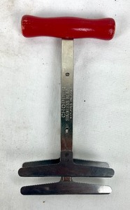 lot 91 image: Antique Spring Loaded Cooking Utensils - Whisk, Spatula, & Chopper