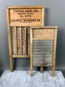 lot 431 image: Vintage MAID-RITE and Two in One Jr. Washboards - Rustic Decor