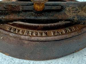 lot 434 image: Antique Iron with Wood Handle and Stand