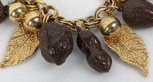 lot 272 image: Just Nuts Vintage Bauble Bracelet with Gold-Tone Leaves