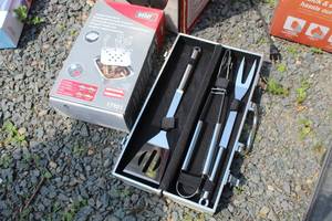 lot 77 image: Grill Utensil Set, Weber Firespice Kit (in box) with Metal Carry Case