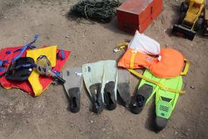 lot 156 image: Lot of (5) Swimming Gear - Life Jackets, Flippers