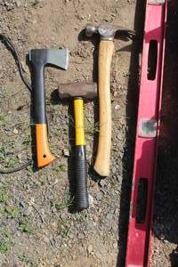 lot 173 image: Lot of (3) Hand Tools - Claw Hammer, Mallet, Hatchet