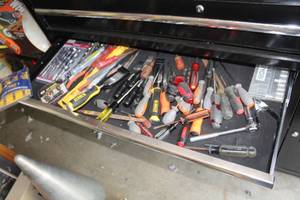 lot 13 image: Hand Tools, Hardware - Screwdrivers, Clamps, Chisels, Auger Bit Set, Countersink Set, Speed Bor Bit Set, Misc. Tools
