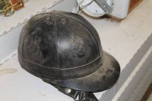 lot 438 image: Vintage Leather Riding Helmet