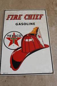 lot 310 image: Texaco Fire Chief Gasoline Metal Wall Sign