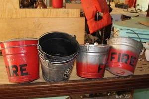 lot 316 image: Lot of (9) Vintage Fire Buckets