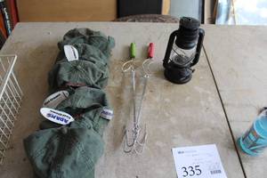 lot 335 image: (10) Adams Cool Crown Hats, Lantern, (2) Hot Dog Cookers
