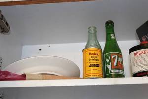 lot 374 image: Housewares - 7-up Bottle, Coca-Cola, Soap, Dektop Developer, Swiss Army Knife