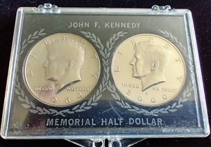 2 90% Silver Kennedy Half Dollars In Case