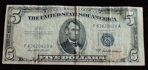 1953-A Silver Certificate $5 Note