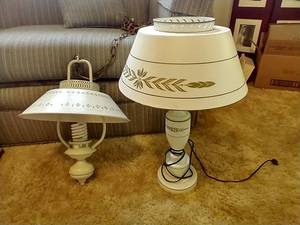 lot 19 image: Metal Vintage Lamp & Hanging Light