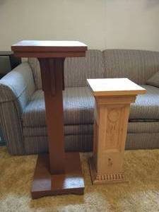 lot 31 image: Wooden Pillar Plant Stands