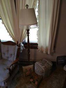 lot 40 image: Floor Lamp, Footstool & Pillows