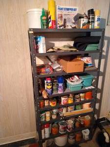 lot 120 image: Metal Shelf wHome Care Contents