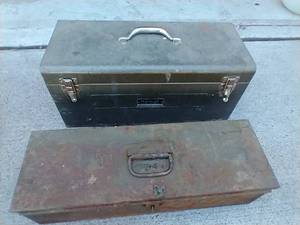 lot 164 image: Two Vintage Metal Toolboxes