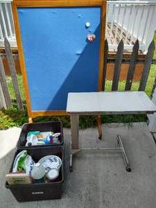 lot 291 image: Rolling Bulletin Board, Rolling Cart & Totes