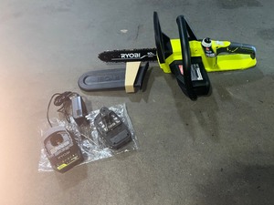 lot 11 image: RYOBI ONE 18V 10 in. Cordless Battery Chainsaw with 1.5 Ah Battery and Charger