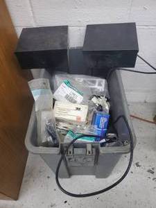 lot 68 image: container of electricalcomputer supplies