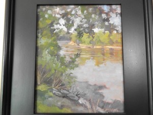 lot 12 image: Framed Signed M. McIntosh Oil On Canvas of a River Shore