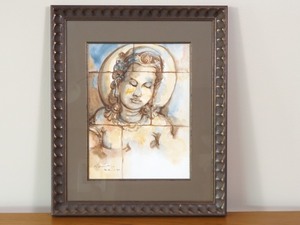 lot 20 image: Framed Signed Buddha Watercolor
