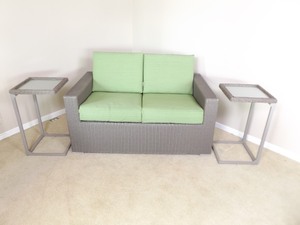 lot 82 image: Wicker Outdoor Couch and End Tables