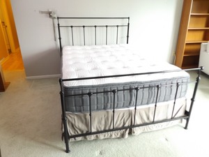 lot 85 image: Queen Sized Iron Bed Frame with an Optional LIKE NEW Aireloom Vitagenic Hotel Collection Mattress