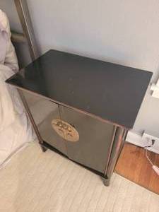 lot 37 image: Distressed Oriental Inspired Nightstand