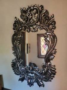 lot 28 image: Opulent Floral Glass Wall Mirror