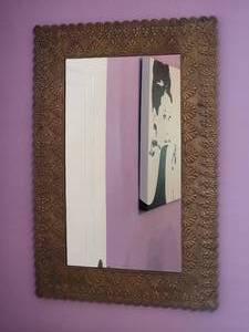 lot 33 image: Lovely Stamped Frame Wall Mirror