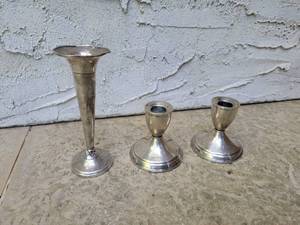 lot 29 image: Sterling Weighted Base Candle Holders