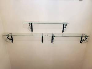 lot 44 image: Three Glass Wall Shelfs