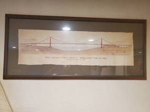 lot 67 image: Framed Copy Of Golden Gate Bridge Plans