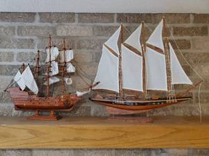 lot 74 image: Two Wood Sail Boat Models
