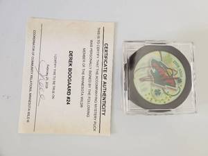 lot 115 image: Minnesota Wild Hokey Puck Signed By Derek Boogaard With COA