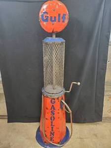 New Large Handmade Recycled Metal Gulf Gas Pump